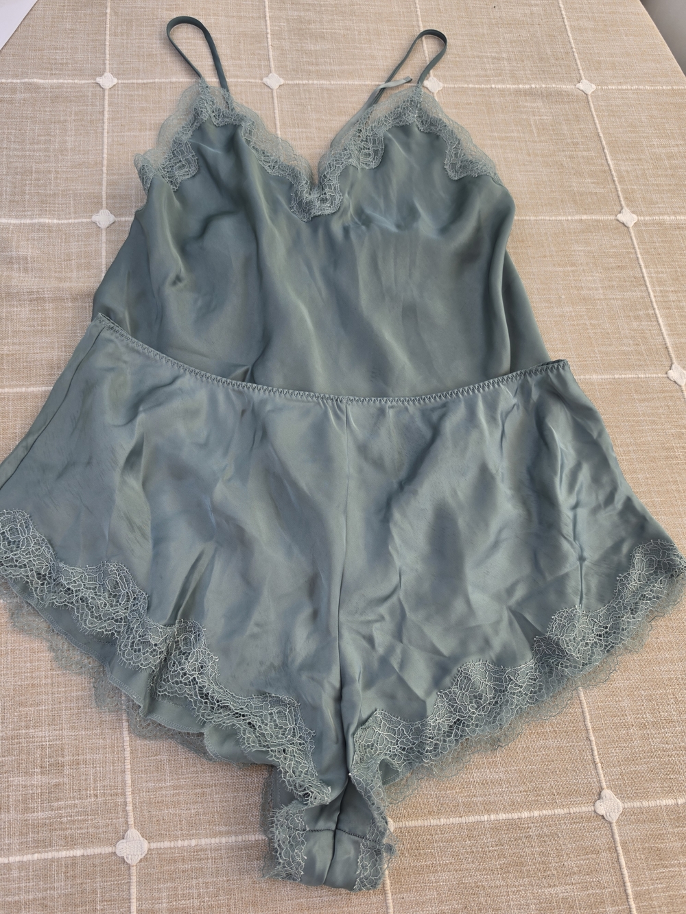 Victoria's Secret Satin Camisole & Short Sleep Set in Sage Green